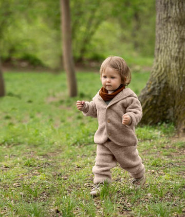Hooded jacket - sand melange - Engel Natur